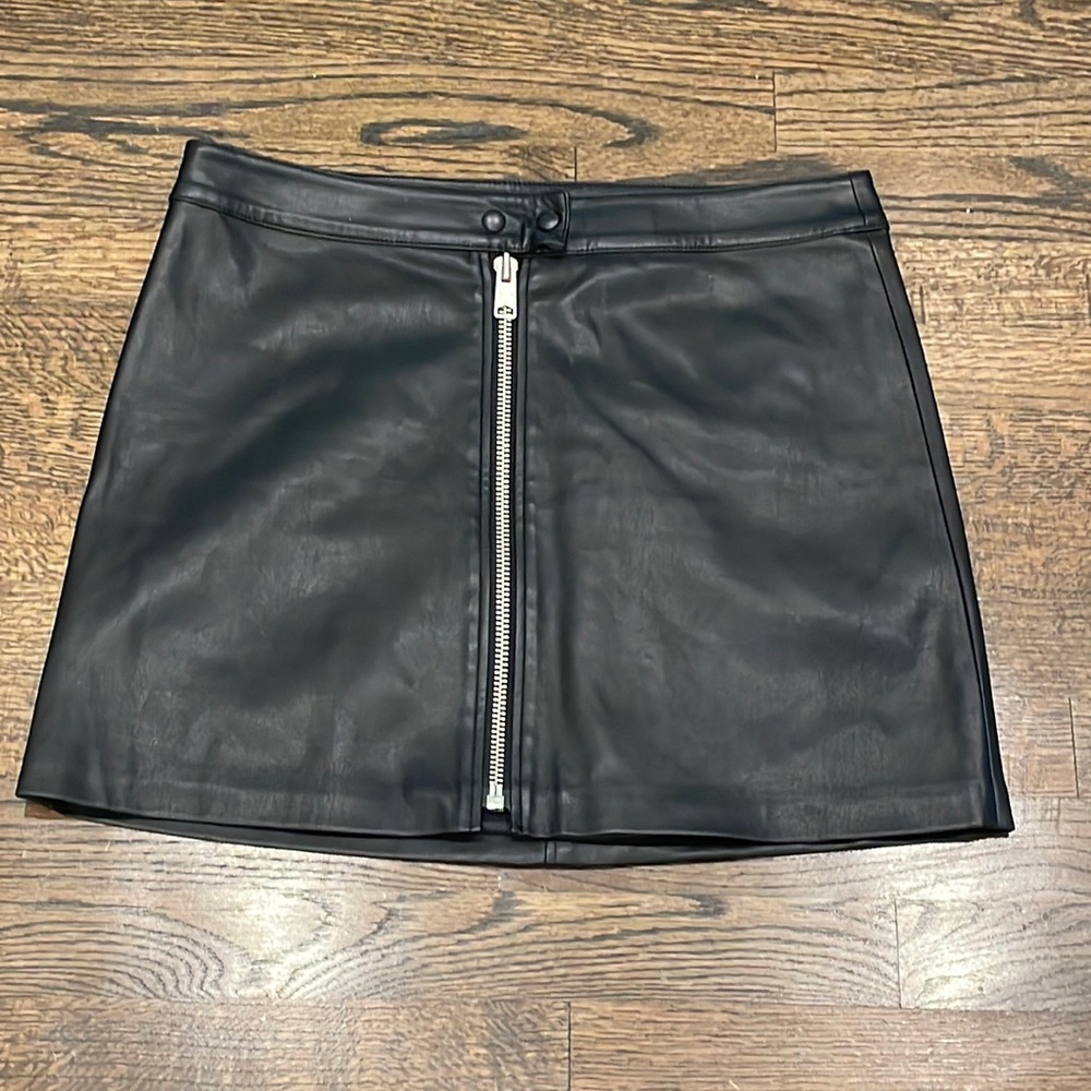 All Saints Black Vegan Leather Mini Skirt Size 6
